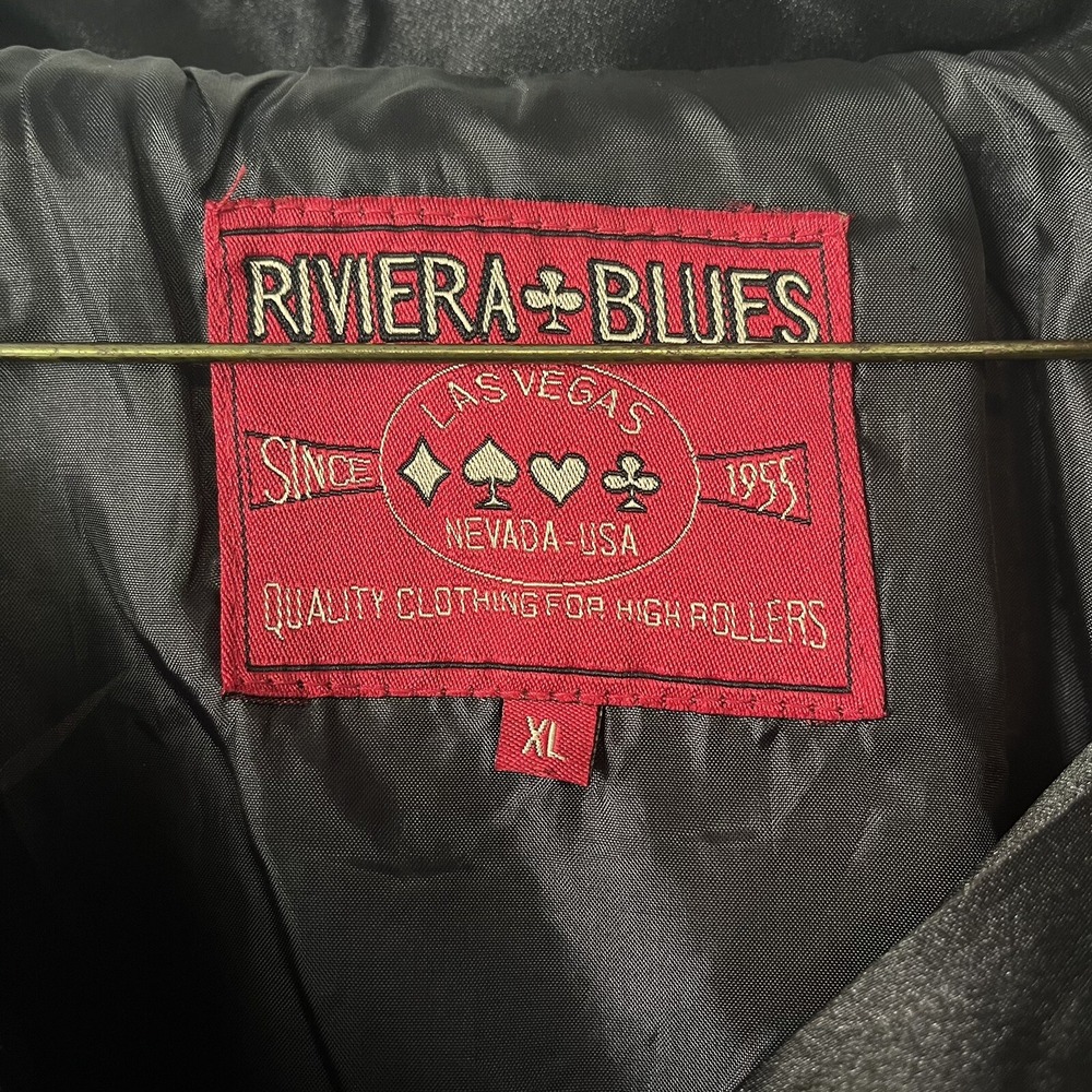 Bomber Jacket Size XL Las Vegas Riviera Casino Vintage Satin Zip Men's Trucker - Picture 6 of 11
